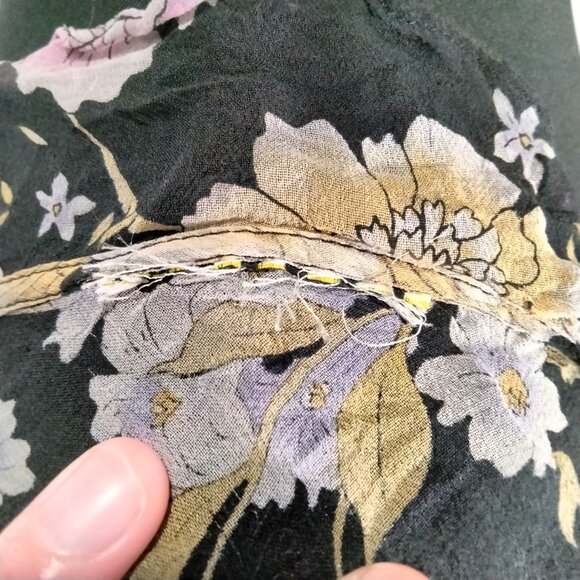 Vtg 90s Silk Beaded Blouse L Whimsigoth Fairy Floral Coquette Cottagecore Sheer - Picture 12 of 12